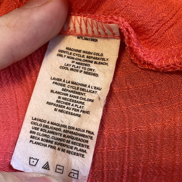 Wrangler Womens Size L Coral Circle Cut Flowy Gauzy Blouse Top Lace Crochet Trim - Picture 10 of 11